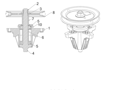 Spindle Diagram and Parts List for RZT-S42KH (17ARCBDS056)(2017) Cub Cadet Lawn Tractor